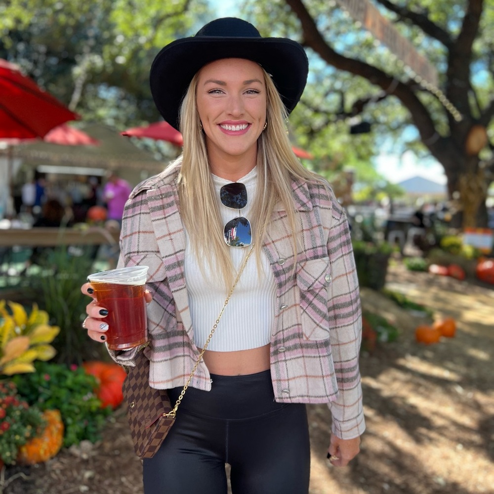 Cropped flannel jacket